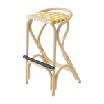 Tabouret de bar en rotin et assise jaune bouton d'or 83x49cm virage large - orchid edition