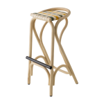 Tabouret de bar en rotin et assise vert kaki et jaune bouton d'or 83x44cm virage - orchid edition
