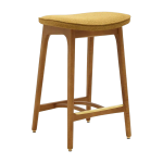 Tabouret de bar en tissu boucl� moutarde et fr�ne fonc� 65 cm s�rie 200 - 190 - 366 concept