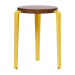 Tabouret en ch�ne fonc� et acier jaune brioche lou - tiptoe