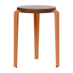 Tabouret en ch�ne fonc� et acier rouge tangerine lou - tiptoe