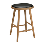 Tabouret en ch�ne huil� et coussin en cuir reconstitu� noir 63 cm colibri - hans k
