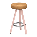 Tabouret haut en ch�ne et acier baby pink 65 cm smack - mati�re grise