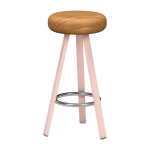 Tabouret haut en ch�ne et acier baby pink 75 cm smack - mati�re grise