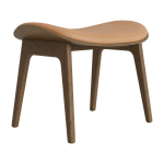 Tabouret lounge en ch�ne fum� clair et rembourrage en cuir camel elephant - norr11