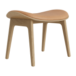 Tabouret lounge en ch�ne naturel et rembourrage en cuir camel elephant - norr11