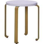 Tabouret � roulettes bleu clair et kaki 46 x 46, 5 cm smile - h�bsch
