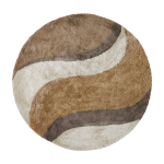 Tapis de bain rond en coton 120cm natural waves - hkliving