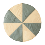 Tapis rond en coton et lin patchwork bleu cirque - moi mili