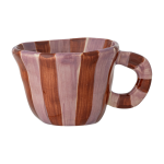 Tasse � espresso en gr�s � rayures rose et rouge marron nini - bloomingville