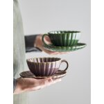 Tasse latina avec soucoupe gr�s vert - bloomingville
