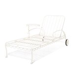 Transat de jardin en m�tal blanc antique et coussin en tissu jaune rivie mimosa the al fresco - business ...