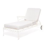 Transat de jardin en m�tal blanc antique et coussin en tissu vert rivie green the al fresco - business ...