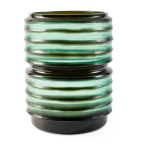 Vase rond en verre vert 20x27cm layer - pols potten