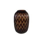 Vase en verre marron souffl� � la bouche 24x36cm - versmissen