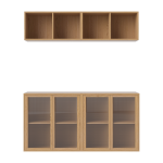 Vitrine murale en ch�ne huil� 140 x 105 cm combination 19 - bolia