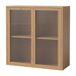 Vitrine murale en ch�ne huil� et verre cannel� 70 x 28 cm case - bolia