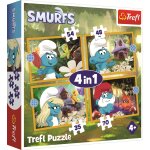 4 puzzles - la vie dans le village des schtroumpfs trefl