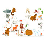 Puzzle en bois dcoup  la main - l'alphabet des animaux