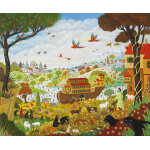 Puzzle en bois dcoup  la main - arche de no puzzle michle wilson