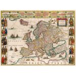 Puzzle en bois dcoup  la main - carte d'europe, willem blaeu