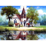 Puzzle reflet d'une eglise en campagne sunsout