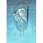 10 pics chignon argent perle de culture bleu turquoise + strass cristal diamant mariage accessoires cheveux ... 10 pics chignon argent perle de culture bleu turquoise + strass cristal diamant mariage accessoires cheveux ...