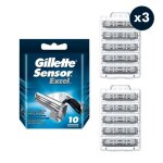 3x10 lames de rasoir gillette sensor excel,