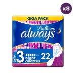 8x22 serviettes hygieniques always platinum nuit