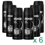 Axe d�odorant homme spray black, 48h parfum baies noires et bois de c�dre ( x6 )