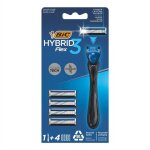 Bic starter kit 1 manche + 4 recharges (hybrid 3) rasoir syst�me homme - 3 lames mobiles