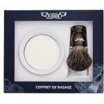 Coffret rasage blaireau marron nacré en poil naturel gris taille 12 support bol savon Coffret rasage blaireau marron nacré en poil naturel gris taille 12 support bol savon