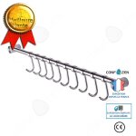 Crochet barre de cuisine en acier inox , 53cm avec 10 crochets amovible pour suspendre les ustensiles ...