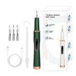 Nettoyeur de dents a ultrasons et 4 t�tes de nettoyage vert