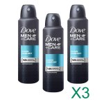 Dove men care anti - transpirant / d�odorant clean comfort en spray, 150 ml ( x3 )