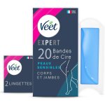 Kyaoayo - expert - 20 bandes de cire froide corps & jambes - peaux sensibles - finition parfaite - epilation ...