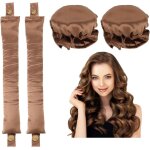 Lot de 2 bigoudis satin�s sans chaleur pour dormir pendant la nuit marron