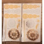 Lot de 2 planches de tatouages ephemeres or et argent rosace mandala argent�