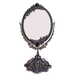 Miroir vintage de bureau de maquillage, miroir ovale pivotant a deux cts avec cadre en mtal gaufr ...
