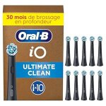 Oral - b lot de 10 brossettes de rechange ultimate clean, authentiques, noires, brossage en profondeur, ...