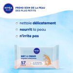 Pack de 10 - nivea - lingettes b�b� soft & cream 10 paquets de 57 pi�ces