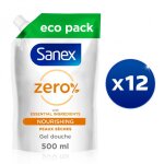 Pack de 12 - sanex eco recharges gel douche essentiel peau sche 500ml