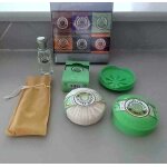 Roger & gallet. lot de 1 edt th vert 25 cl. boite de 6 savons 25 gr + 3 emballs. 1 savonnette the vert ...