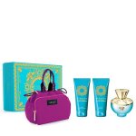 Set versace dylan turquoise, femei, eau de toilette 100ml lotiune cor
