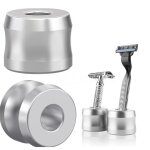 Support de rasoir en alliage d'aluminium - support s�curis� pour rasoirs manuels argent
