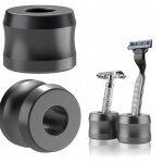 Support de rasoir en alliage d'aluminium - support s�curis� pour rasoirs manuels gris