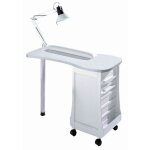 Table manucure blanche avec colonne de rangement