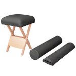 Tabouret de massage si�ge 12 cm d'�paisseur 2 traversins noir