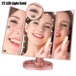 Taille 22eds gold b 5pc miroir de maquillage a ecran tactile lumineux led, loupe 10x miroir de vanit� ...