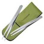 Tweezerman - set de pinces a epiler - acier inoxydable - etui cuir - rose import allemagne